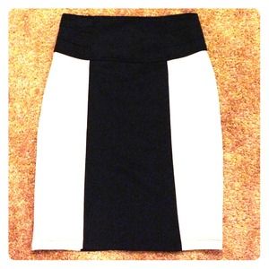 Black & white color block skirt