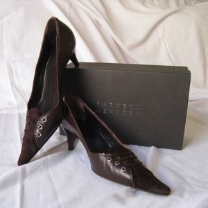Barney's NY Chocolate Brown Mid-heel Pumps