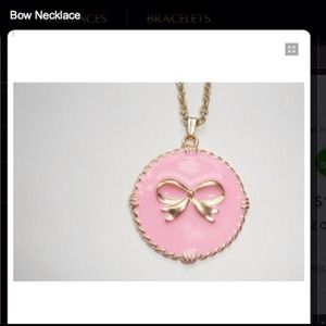 Solid bow necklace pink