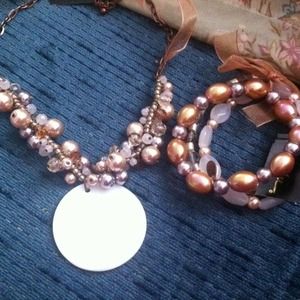 Beaded Shell Necklace and Bracelet Set