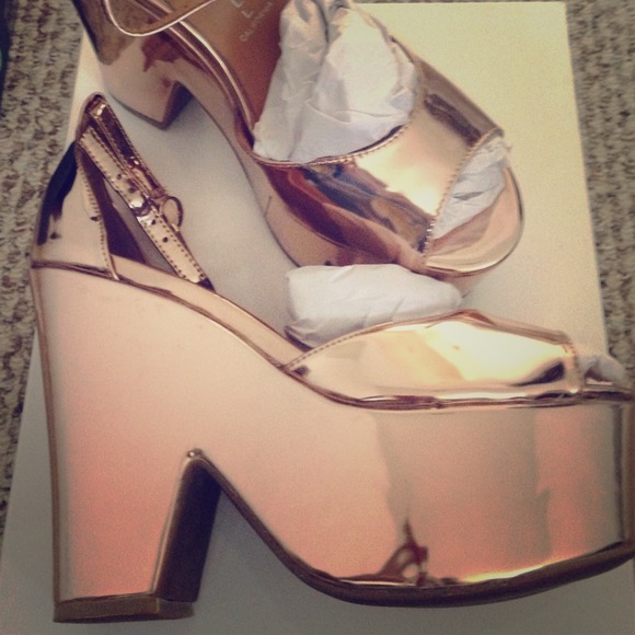 BRAND NEW Jeffrey Campbell rose gold platforms!