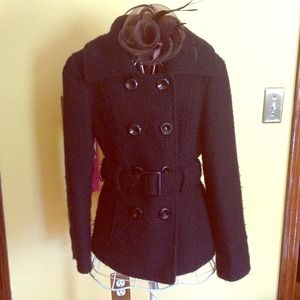 Crocheted Black Winter Coat