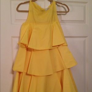 RESERVED/Zara yellow tiered ruffle dress, small