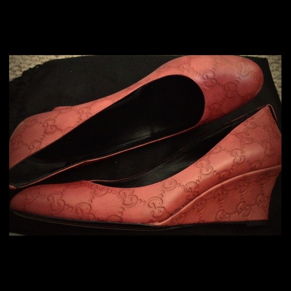 BRAND NEW Gucci monogram leather wedges!