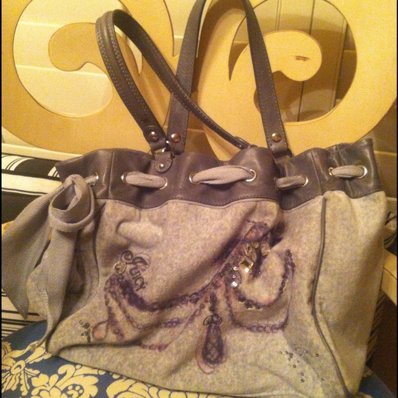Juicy Couture grey velvet tote bag. - Picture 1 of 1