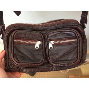 Dark brown leather crossbody bag