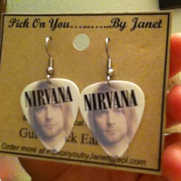 Nirvana guitar pic earring