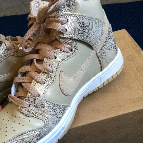 Nike Shoes Womens Gold Glitter Dunks Poshmark