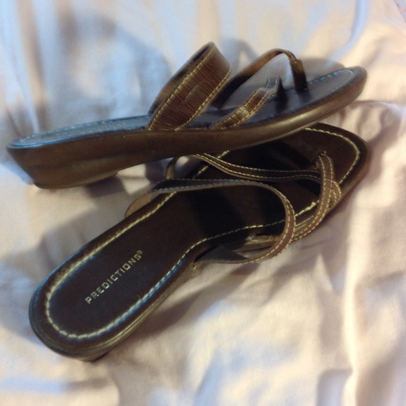 Like new brown leather wedge sandals.