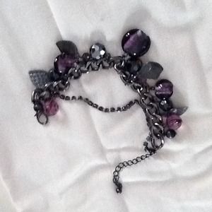 Purple and black charm bracelet