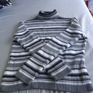 ❌Sold❌Black, grey and white striped sweater