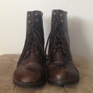 Chocolate brown combat boots