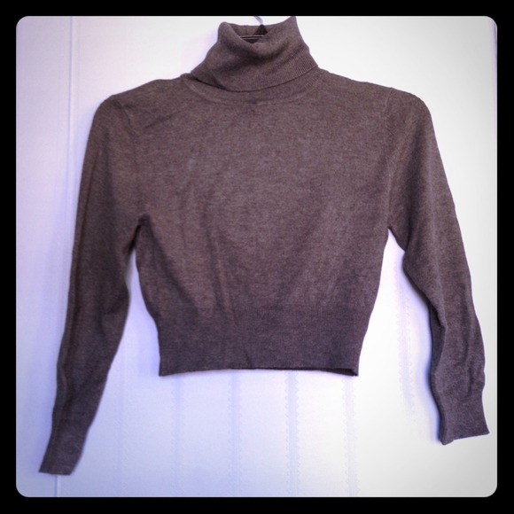 Small grey crop top turtleneck sweater