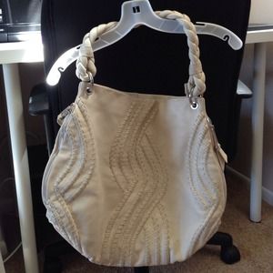 White leather hobo bag