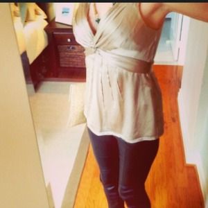 Glamorous BCBG MaxAzria gold silk tie-back top