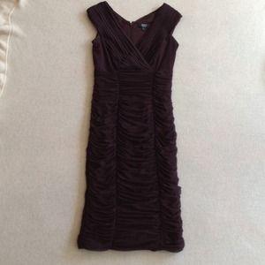 Tadashi Ruched V-neck Dress