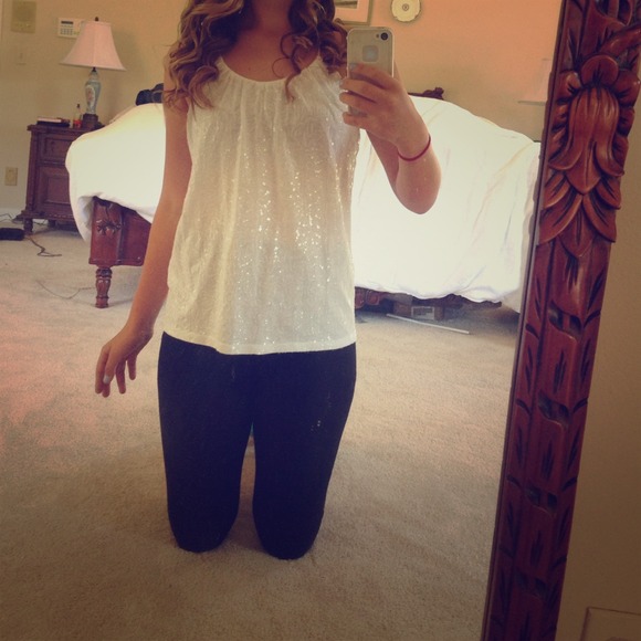 Sequin covered tank top. From Elle!