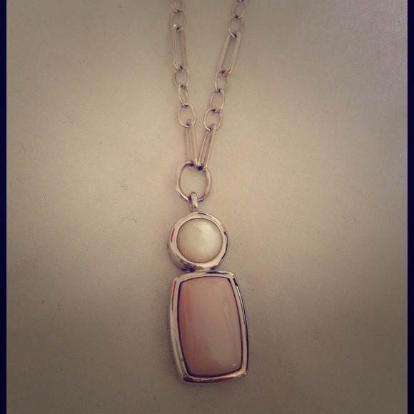 Pink and silver gemstone necklace sterling