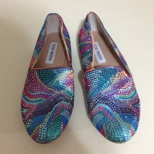 STEVE MADDEN colorful sparkly flats! WORN ONCE!!!