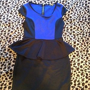 🚫SOLD🚫 Royal Blue & Black Peplum Dress