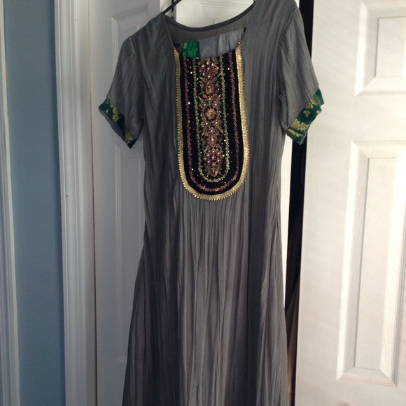 ❌SOLD❌ Crinkle chiffon gray Anarkali dress