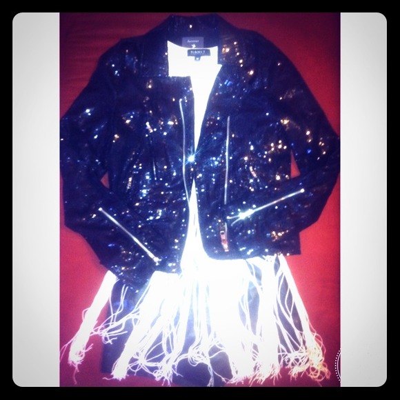 🔴SOLD in bundle Sequin black biker jacket 💀