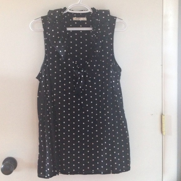 Ruffle neck polka dot blouse