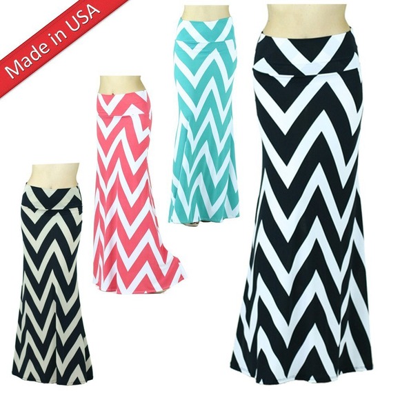 ⛔️SOLD⛔️teal-and-white chevron Maxi