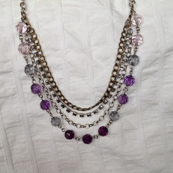 Purple, bronze and silver necklace