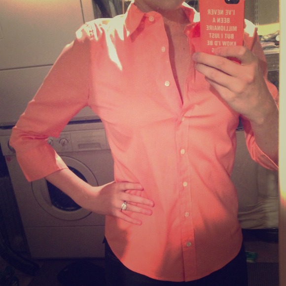 J Crew pink/melon button down shirt