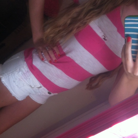 HOLLISTER hot pink striped top💕 - Picture 1 of 3