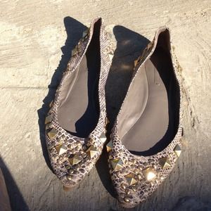 BCBGMaxAzria Studded Snakeskin Flats