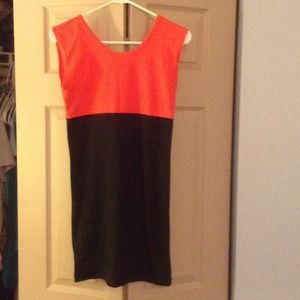 Black and pink color block dress!