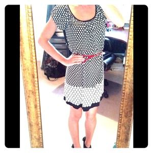 Max Studio Black & Cream Polka Dot Dress