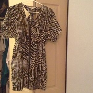 Black and Khaki Geoprint Dress