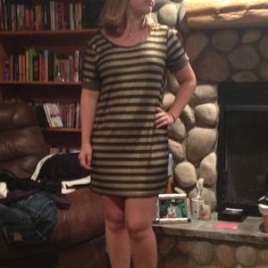 Mink pink gold and black dress