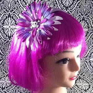 Skully Flower headband. Purple pinup accesory