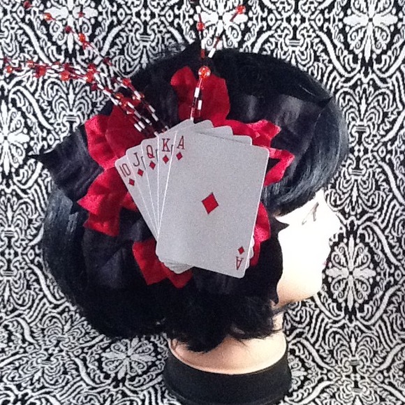 Royal flush hair flair red and black and white