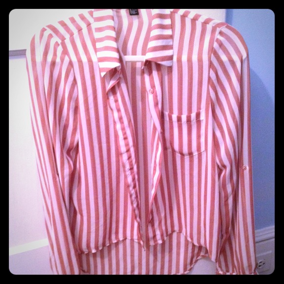 Red/white striped button down.