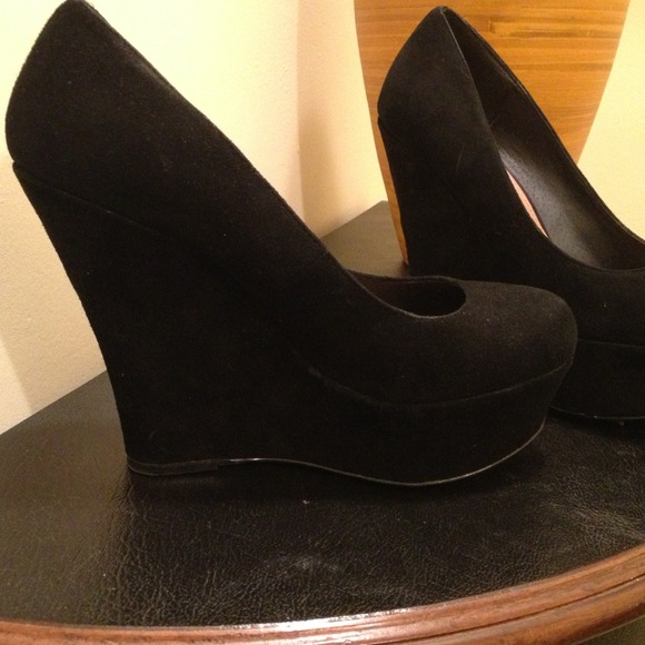 Black suede wedges- reserved