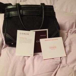 Authentic Coach Black Signature Medium Carryall