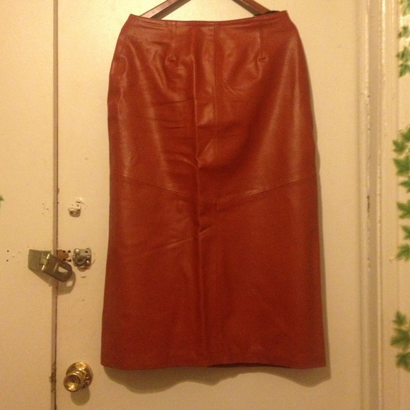 Genuine Leather Cognac Skirt