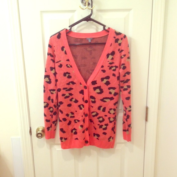 Coral Cheetah Print Cardigan