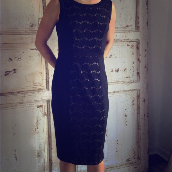Great for work or weddings! Black knit dress