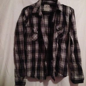 Black and white plaid Nollie button down shirt