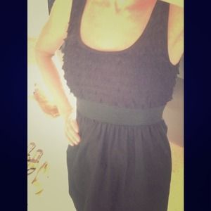 Black Dress With Ruffled Top