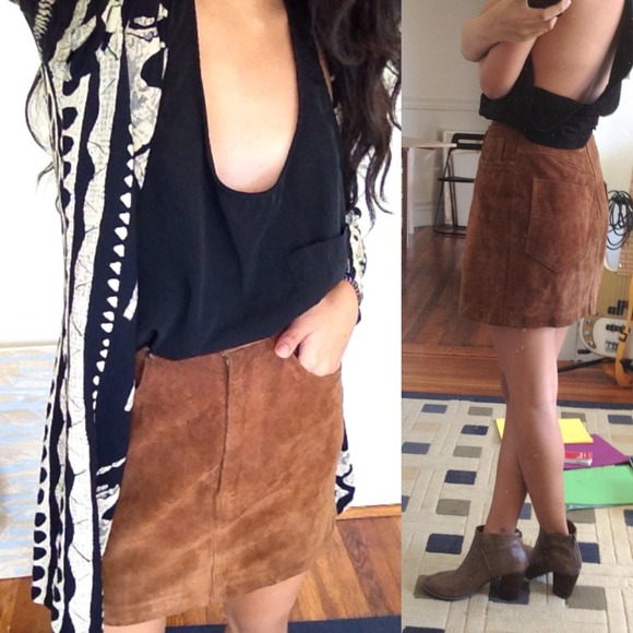🎉Host Pick🎉 Dungaree vintage leather skirt - Picture 1 of 2