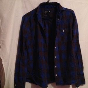 Blue plaid American eagle flannel button down