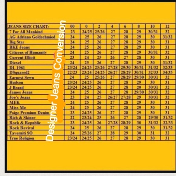 Denim Size Conversions 👖💖👍 - Picture 4 of 4