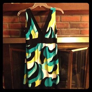 A green/black/white/yellow spiral dress!